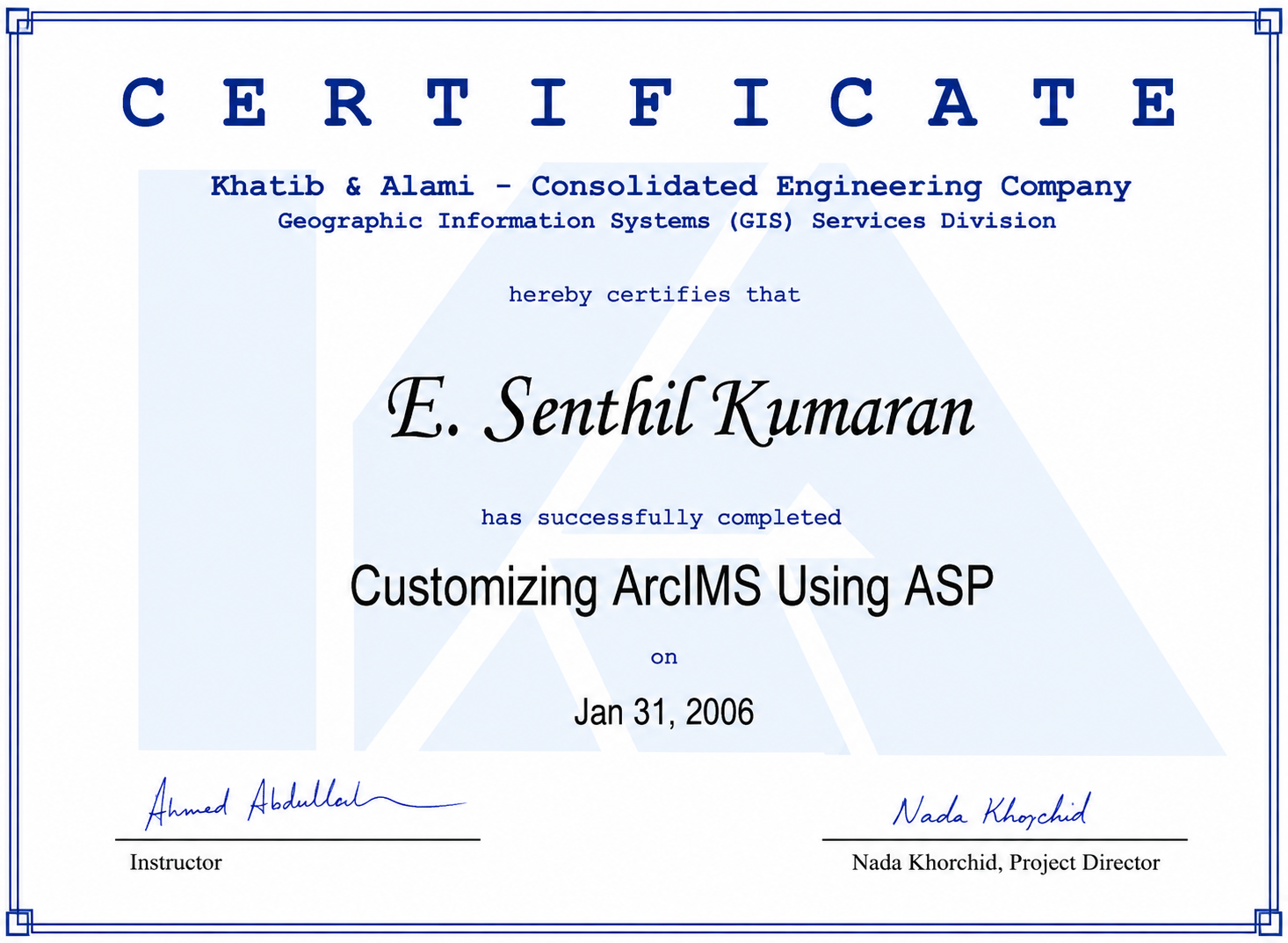 Customizing ArcIMS Using ASP certificate